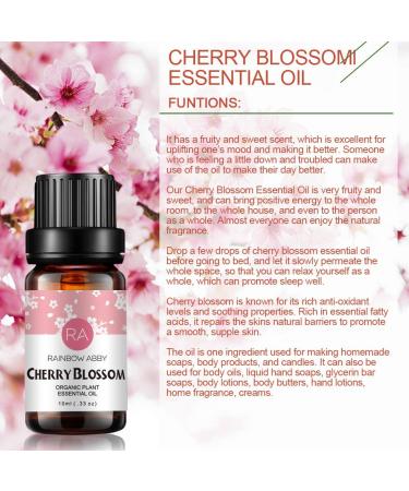 Cherry Blossom Essential Oil 10ML - 100% Pure Organic Natural Flower Oil for Diffuser, Massage, Skin Care, and Sleep - Buy Online on GoSupps.com
