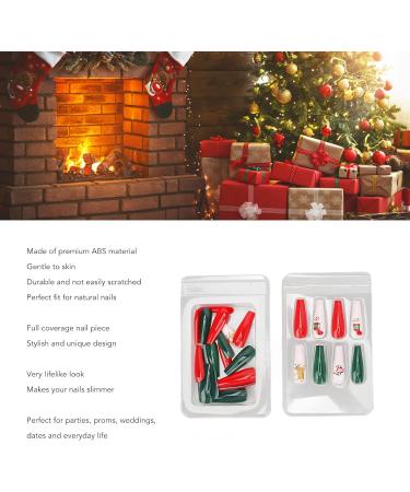 Christmas False Nails Thin Full Wrap Colourfast Pattern Fake Nails 30pcs for Christmas Holiday (0070 LJ04) - Buy Online on GoSupps.com