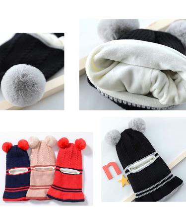 Crazy Bean Kids 3-in-1 Winter Hat & Scarf Set | Toddler Knitted Beanie | Red Windproof Hat | Boys Girls One Size - Buy Online on GoSupps.com