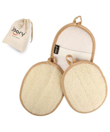 JOORY Natural Exfoliating Loofah Sponge Egyption Body Scrubber (3 Pack) Biodegradable Shower luffa Pad