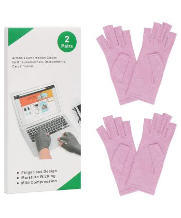 2-Pair Arthritis Compression Gloves - Fingerless Breathable & Moisture-Regulating Relief for Rheumatoid Osteoarthritis - Unisex - Purple Size S - Buy Online on GoSupps.com