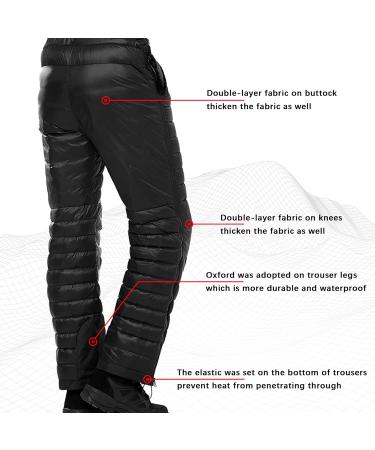 Tip Winter Down Pants | Warm Thick Windproof Skiing Thermal Trousers - Unisex Black Double-Sided Zipper - Buy Online on GoSupps.com