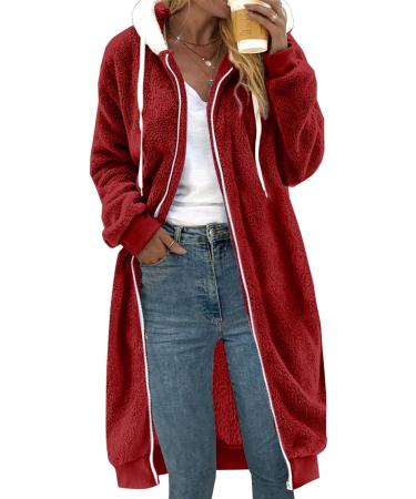 Hanxiulin Women's Fleece Jacket - Cozy Plush Winter Sweater Coat with Hood | Warm Outdoor Transition Jacket - Available in Multiple Colors - Buy Online on GoSupps.com