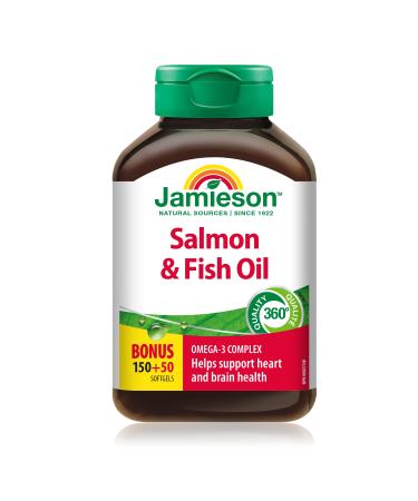 Jamieson Salmon & Fish Oils Omega-3 Complex 200ct Bottle 1 000 mg