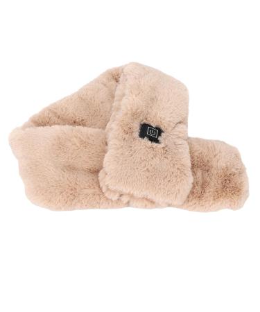 USB Heated Scarf Adjustable Neck Heated Scarf Detachable Plush Warming Neck Wrap Scarf Light Tan
