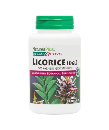 Nature's Plus Herbal Actives Licorice (DGL) 500 mg 60 Vegetarian Capsules