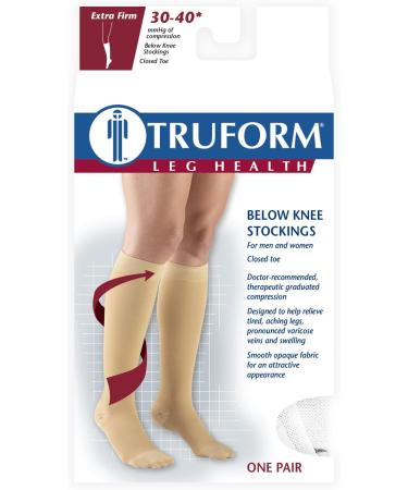 Truform 30-40 mmHg Compression Stockings for Men & Women - Knee High Closed Toe White - Small Size (Pack of 3 - Buy Online on GoSupps.com
