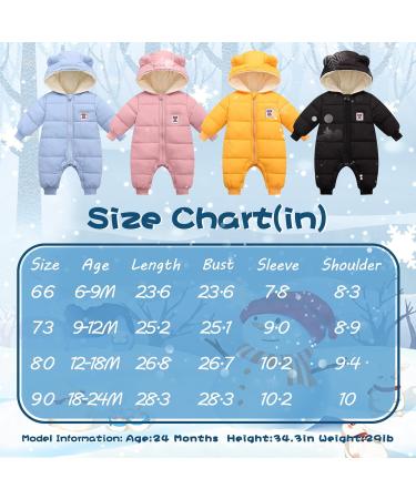 Milkiwai Baby Snowsuit Romper | Cute Bear Winter Hooded Jumpsuit | Boys Girls Infant Snow Wear | Thick Outfits 80 Pink - Buy Online on GoSupps.com