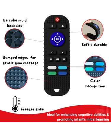 Cegali 2 Pack Remote Teether for Babies 3-12 Months - Soft Silicone Teething Toy Set - Baby Teether TV Remote and Game - 2pcs Black Remote + Blue Game - Buy Online on GoSupps.com