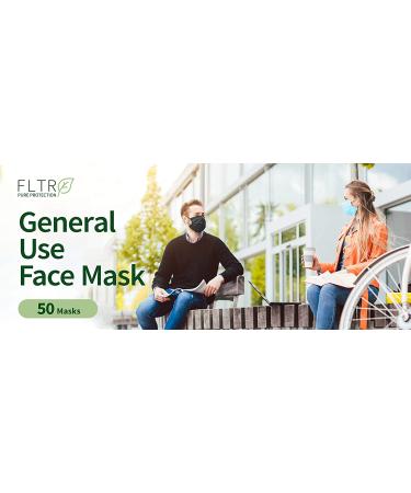 FLTR General Use Face Mask - 50 Pack Black Disposable Masks - Buy Online on GoSupps.com