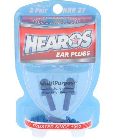 Hearos Multipurpose Water and Noise Earplugs - 2 Pairs with Pouch | Ideal for Swimming Sleeping & Travel - Buy Online on GoSupps.com