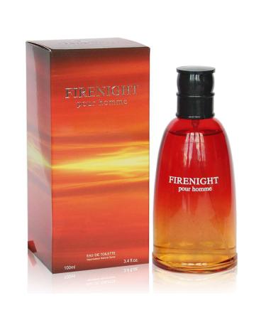 FIRENIGHT POUR HOMME Eau De Toilette Long Lasting Men Perfume 3.4Fl Oz Cologne For Men Daily Used Fire Night 3.4 Fl Oz (Pack of 2)