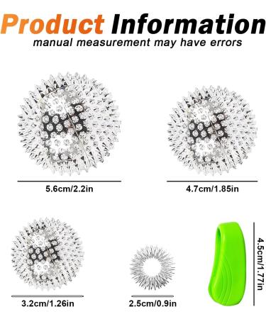 Sporgo Magnetic Hedgehog Balls: Set of 3 Acupressure Massage Balls for Stress Relief | High-Quality Therapy with 10 Rings & 4 Brackets - Buy Online on GoSupps.com