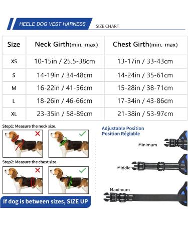 Buy Heele No-Pull Dog Harness for Large Dogs - Adjustable Reflective Breathable with Padded Handle - XL Blue (Breast Size: 53-97cm) - Buy Online on GoSupps.com
