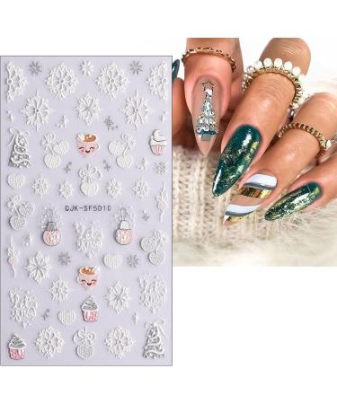 3D Christmas Nail Stickers 4 Sheets 5D Self-Adhesive Embossed Nail Decal Snowflake Nail Art Decoration Design Supplies for Kids Girls Holiday - Buy Online on GoSupps.com