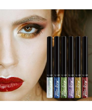 Colored Eyeliners Liquid Eye Shadow Pigmented Eye Liner 6 Colors | Long Lasting Glitter Eyeshadow Waterproof Shimmer Eyeliner Eye Glitter for Festival Eye Makeup Rowces - Buy Online on GoSupps.com