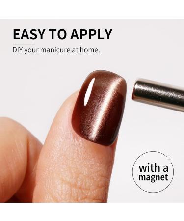 Cat Eye Gel Nail Polish 16ml - Brown Holographic Glitter UV/LED Manicure with Magnetic Stick - International Shipping Available - Buy Online on GoSupps.com