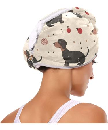 Black Dachshund Hair Towel 2 Pack | Super Absorbent Quick Dry Turbans for Women & Girls - Buy Online on GoSupps.com