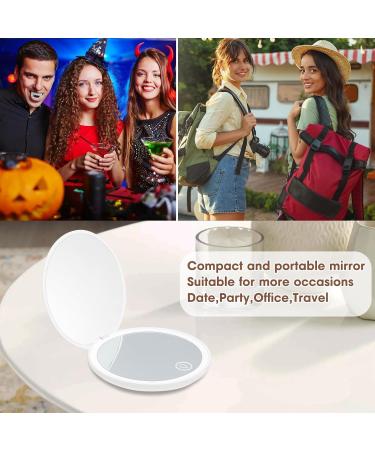 Diane Travel Mirror with Light 1x/10x Compact Magnifying Mirror Handheld 2-Sided Pocket Mirror Led Small Makeup Mirror for Purses Mirror for Handbag Round USB Charging 3.5in (White) - Buy Online on GoSupps.com