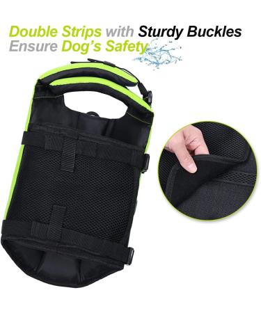 Vivaglory Neon Yellow Dog Rescue Vest | Removable Front-Wheel Drive | Reflective Cap & Extra Upholstery for Swimming & Boating | XXS (28-35cm) - Buy Online on GoSupps.com