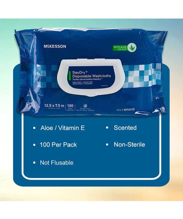 McKesson Stay Dry Disposable Wipes for Adults - 600 Total (100 Wipes, 6 Packs) - Soft, Absorbent, Hygienic - Buy Online on GoSupps.com