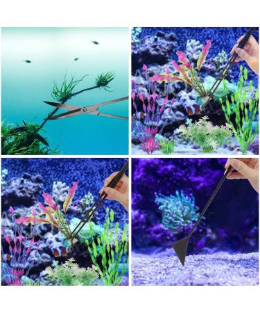 Kitahome Aquascaping Tools 5 in 1 Stainless Steel Aquarium Tank Plant Algae Tweezers Scissors Spatula Tools Set (Black) - Buy Online on GoSupps.com