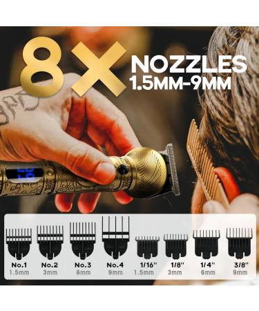 Roziapro Professional Mens Hair Trimmer 6 in 1 Hair Clippers Grooming Kit Cordless Beard Trimmer for Men USB Rechargeable LED Display (Gold) - Buy Online on GoSupps.com