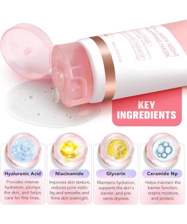 AIKUWWOIRQIA Collagen Night Wrapping Mask Korean peeloff facial mask with collagen deep hydration soothing and elastic reduces fine lines and minimizes pores 75 ml - Buy Online on GoSupps.com