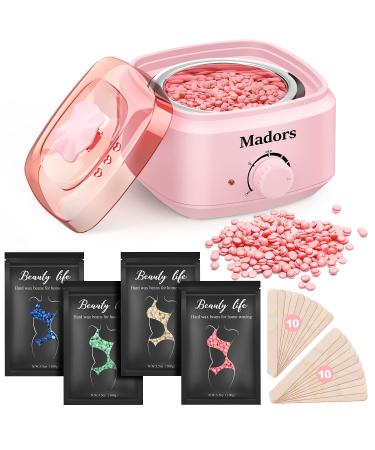 Waxing Kit for Women Wax Kit - Madors Wax Warmer for Hair Removal Wax Machine for Brazilian Eyebrow Bikini Armpit Leg Wax Pot with Hard Wax Beads (Pink)