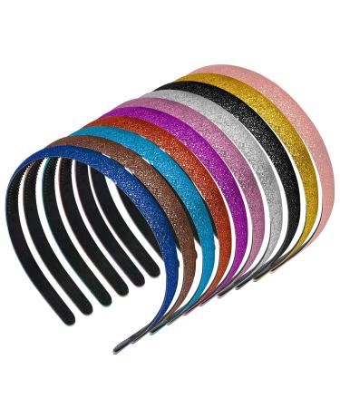Adecco Glitter Headbands for Girls  LLC Sparkly Headbands  Colorful Plastic Headbands 10 Pcs