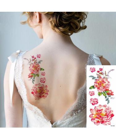 Large Temporary Flower Tattoos for Women - Lily, Peach, Plum, Peony Designs | 6 Sheets - Buy Online on GoSupps.com