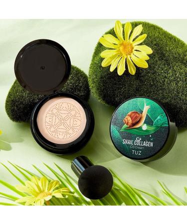 Snail Collagen Air Cushion BB Cream CC Concealer Oil Control Brightening Moisturizing With Brush Mushroom Sponge Whitening Natural color (B) - Buy Online on GoSupps.com