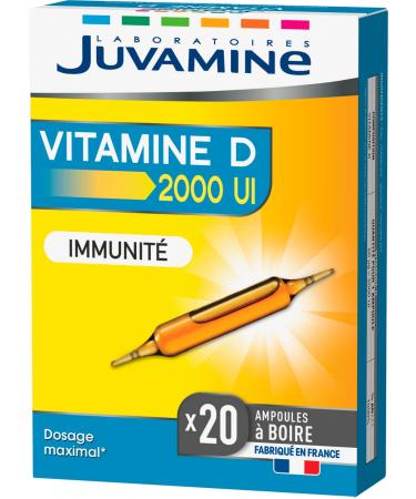 JUVAMINE - Immunity - Vitamin D 2000 IU 50ug - Immune Defenses - Box of 20 Ampoules (Pack of 1)