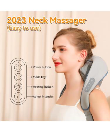 Onenine Shiatsu Neck & Shoulder Massager with Heat | 3D Deep Tissue Relief | 6 Silicone Heads for Muscle Pain Relief - Buy Online on GoSupps.com