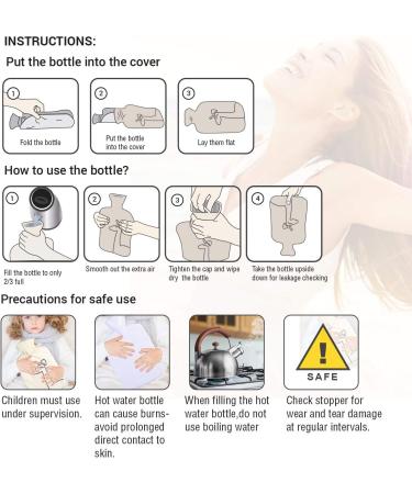 Burst Resistant Hot Water Bottle with Fleece Cover - Pain Relief for Muscle Aches, Menstrual Cramps & Flu Symptoms - 1.8 L White Deer Design - Buy Online on GoSupps.com