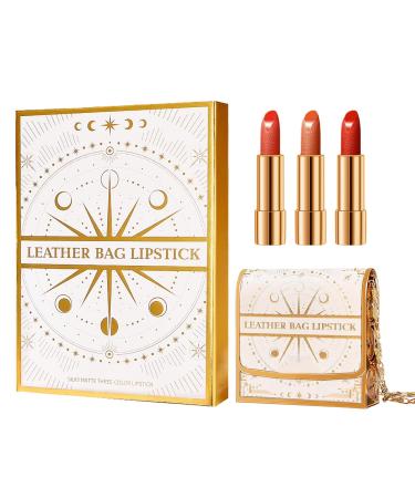 Monozoz Matte Lipstick for Women 3 Shades Waterproof - Matte for Women Velvet Shade Waterproof Non-Sticky for Everyday Makeup and Winter Evenings