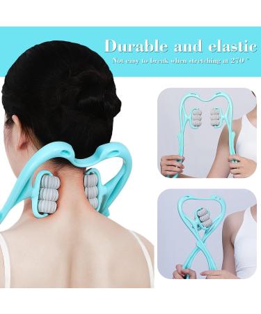 Manual Neck Massage Roller - 6 Balls Dual Pressure Point Shiatsu Massager for Deep Pain Relief - Light Blue - Buy Online on GoSupps.com