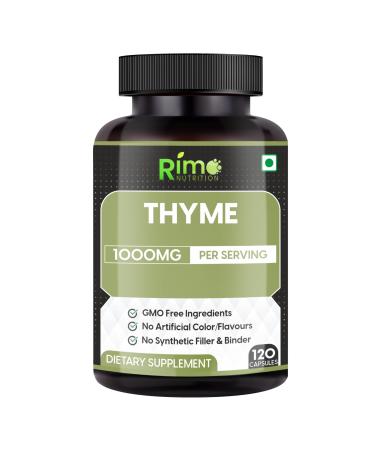Rimo Nutrition Thyme Herbal Supplement Vegetarian Capsules (Thymus Vulgaris) Dried Leaf (120 Capsules) 1000mg Per Serving