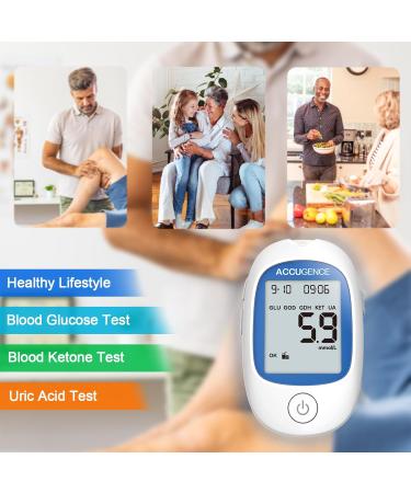 ACCUGENCE 3in1 Multifunction Test Kit | Blood Glucose, Uric Acid, Ketone Test Strips | Home Self-Testing | UK mmol/L - Buy Online on GoSupps.com