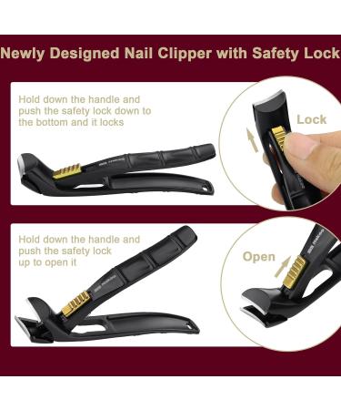 SG Nekoo Angled Head Toenail Clippers for Seniors Thick Nails Wide Jaw Professional Ingrown Toe Nail Clippers with Safety Lock Sharp Large Ergonomic Nail Cutter with Catcher for Men Women Black1P - Buy Online on GoSupps.com