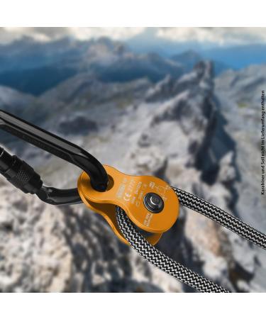 ALPIDEX Mobile Pulley Block & Tackle - 20 kN for Ropes up to 11 mm - EN12278 Certified - Durable Orange Pulley for International Shipping - Buy Online on GoSupps.com
