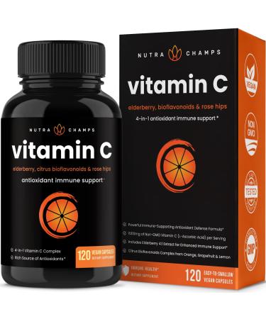 Vitamin C 1000mg with Rose Hips | Vitamin C Supplement with Elderberry & Citrus Bioflavonoids | Kids Immune Boosting Supplement | Non-GMO Antioxidants Supplement | 500mg Vitamin C Capsules Pill - Buy Online on GoSupps.com