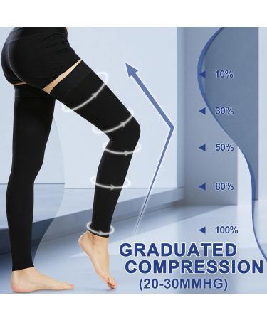 Medical Compression Stockings for Men & Women - 20-30 mmHg Thigh Support Footless Black Small - Ideal for Varicose Veins & Edema Relief - Buy Online on GoSupps.com
