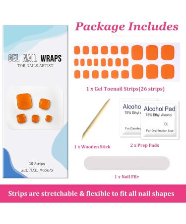 Buy Ceboic Half-Hardened Gel Nail Foils - 26 Self-Adhesive Orange Pedicure Wraps | UV/LED Nail Polish Stripes for Perfect Toes - Buy Online on GoSupps.com