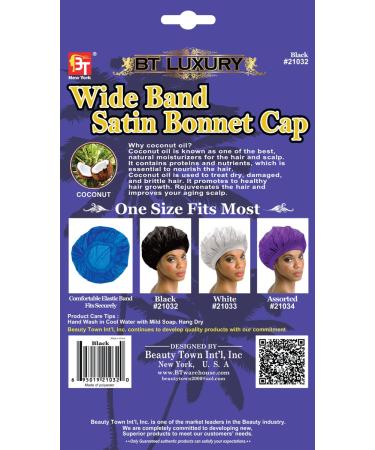 BT Luxury Wide Band Satin Bonnet Cap - Black - Buy Online on GoSupps.com
