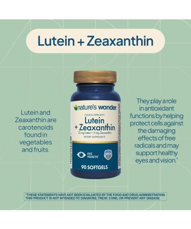 Nature's Wonder Clinical Strength Lutein 25 mg with Zeaxanthin 5 mg softgels for Adults Supports Vision & Eye Health Gluten Free No Artificial Colors 90 Days Supply - Buy Online on GoSupps.com
