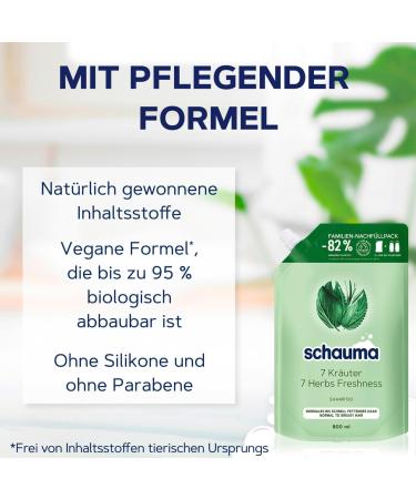  Schauma Schauma 7 Herbs Shampoo Refill (800 ml) - Shampoo for fresh and light hair - For normal to oily hair - 2 x 800 ml - Buy Online on GoSupps.com