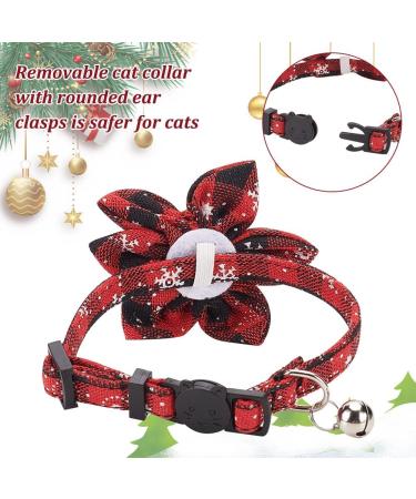 Webeedy Christmas Cat Neckbands - 4 Adjustable Breakaway Collars with Flower & Bell 18-28 cm Holiday Gifts for Cats - Buy Online on GoSupps.com