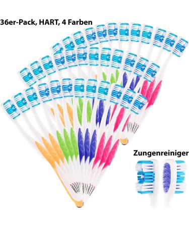 Newgen Medicals 36-Pack Branded Hand Toothbrushes with Tongue Cleaners - Hard 4 Colors | Ideal for Dental Care & Travel - Buy Online on GoSupps.com
