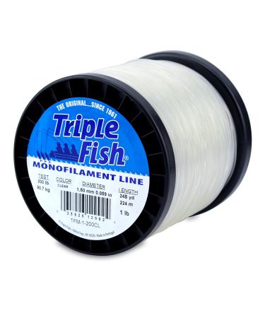 Triple Fish Monofilament Fishing Line - Strong Clear Pink Camo Color for Trolling, Bottom Fishing, Casting Main Line Catfish, Bass Clear 200 Lb Test / 1 Lb Spool